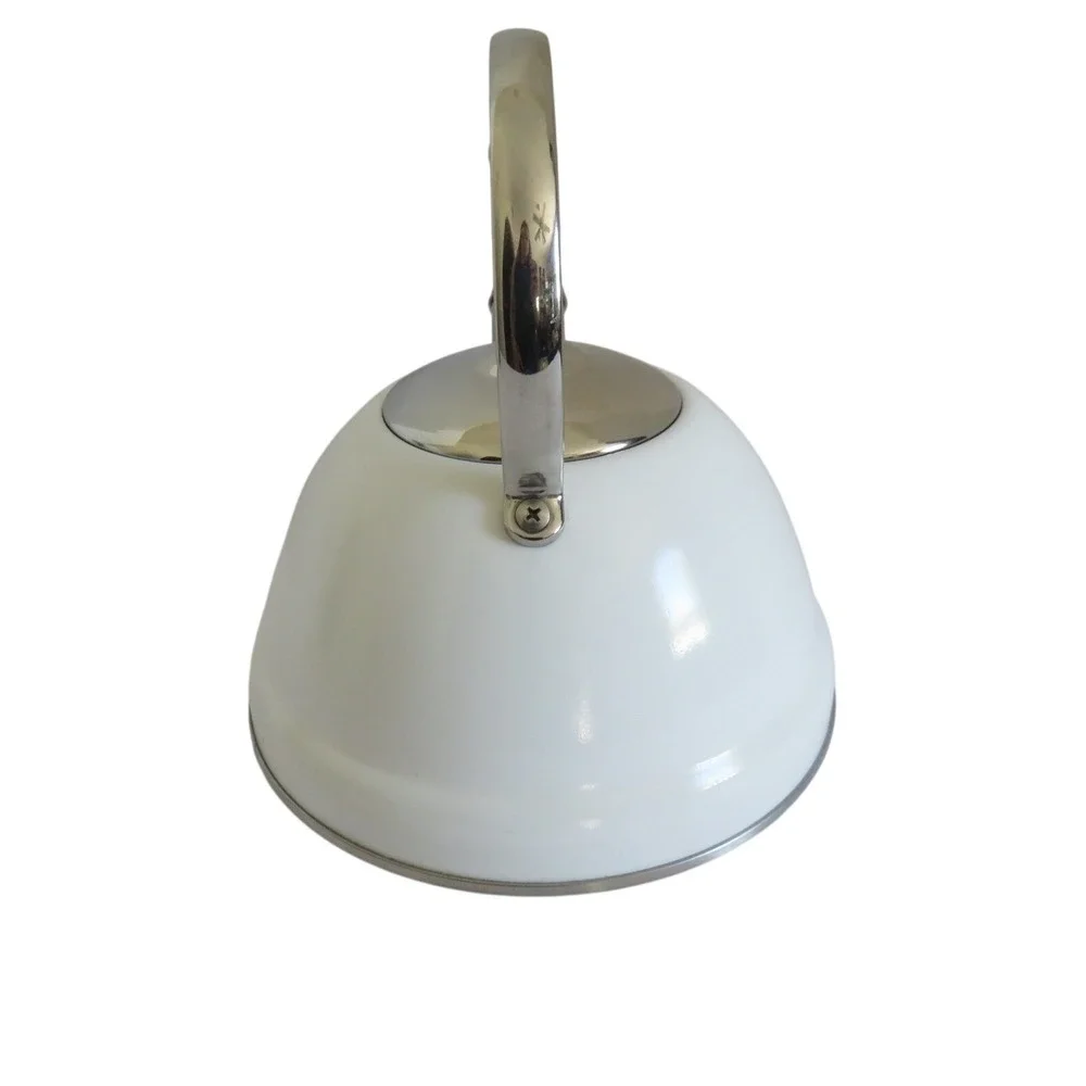 Calphalon White Enamel Stainless Steel Whistling Tea Kettle 2.7 Qt 2.5‎ L 0503